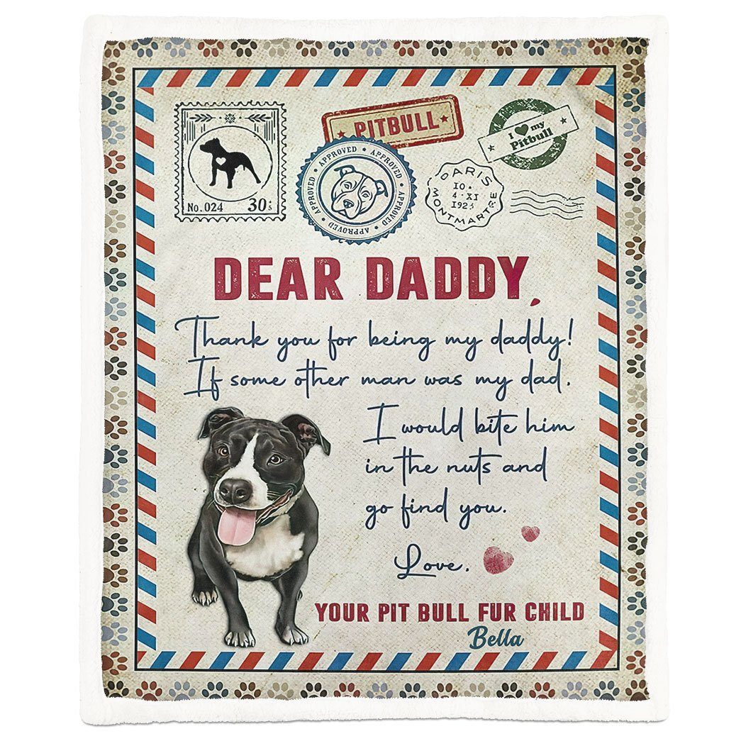 Alldaytee Air Mail Letter To Dog Dad Fathers Day Custom Name Blanket