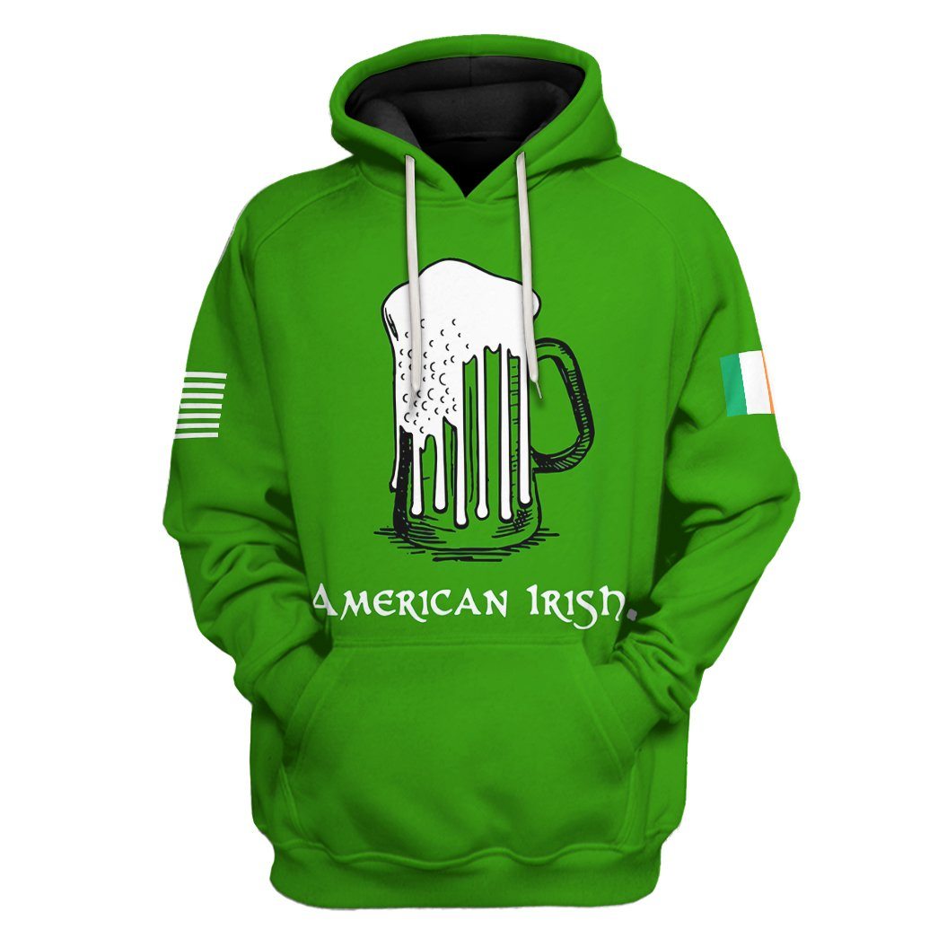 American Irish Green Beer All Over Print T-Shirt Hoodie Fan Gifts Idea