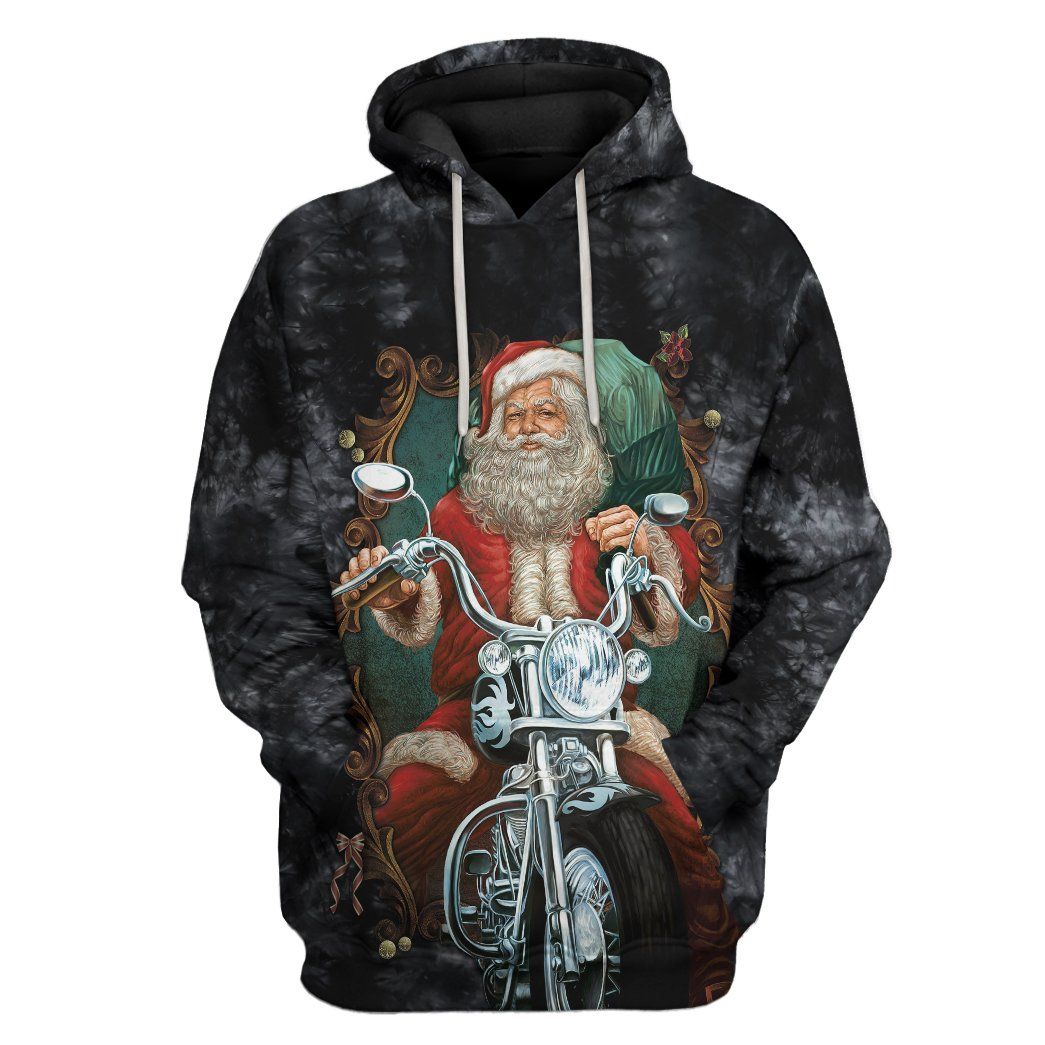 Biker Santa Claus Custom Hoodie Apparel