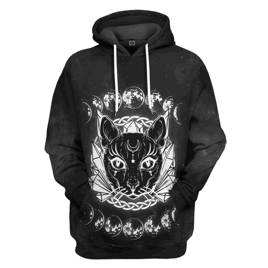 Black Cat Wiccan Moon All Over Print T-Shirt Hoodie Fan Gifts Idea