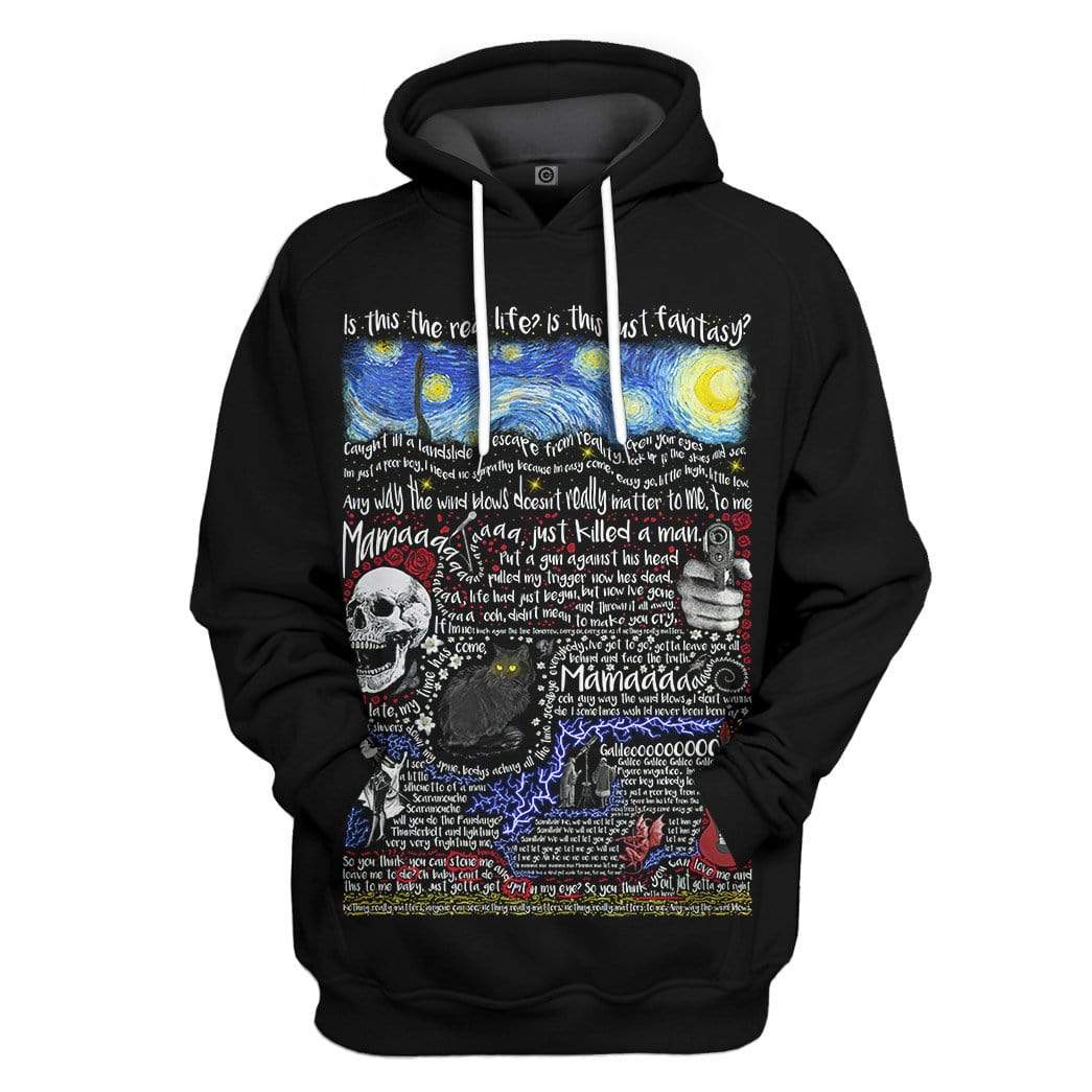 Bohemian Rhapsody Lyric Art Custom Hoodie Apparel