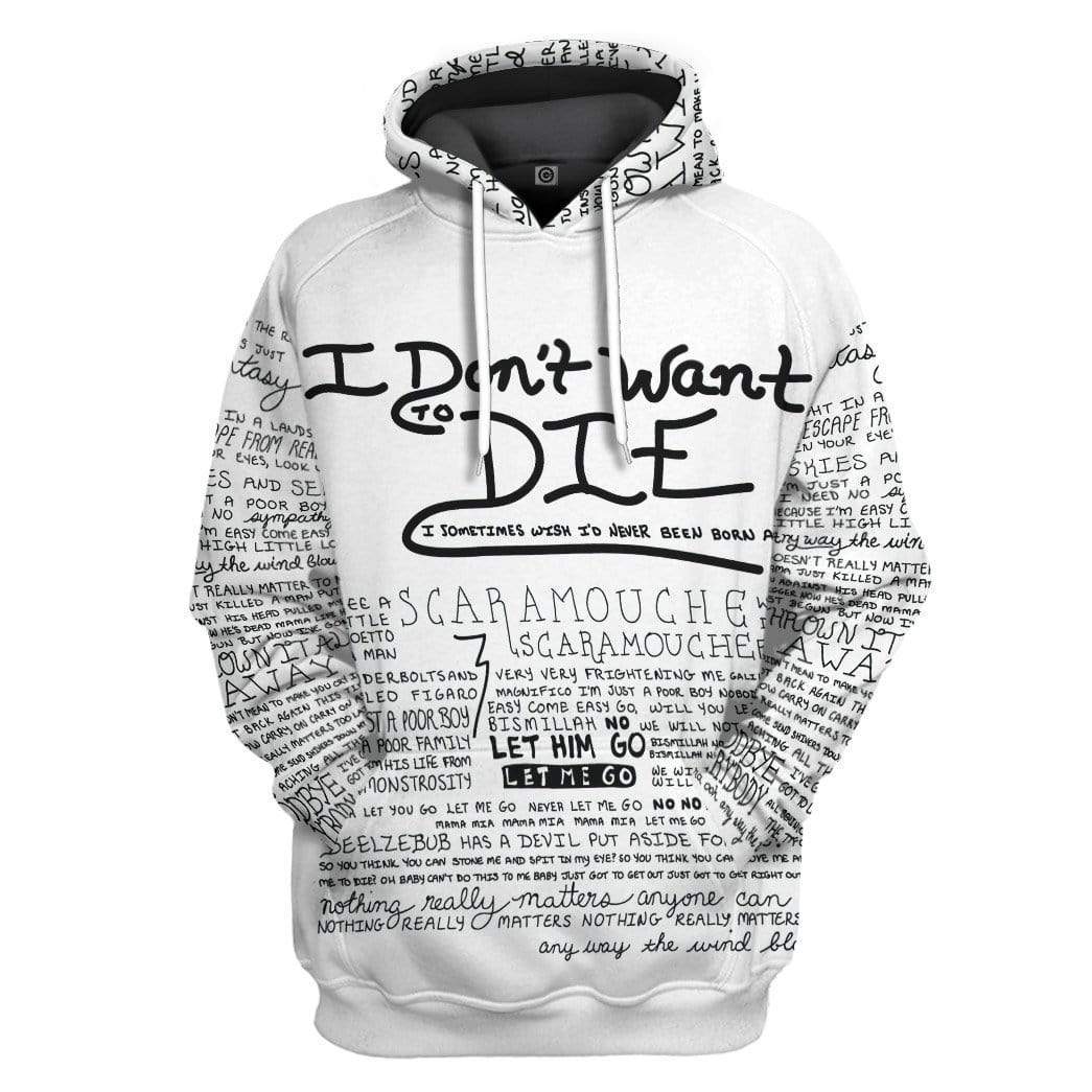 Bohemian Rhapsody Lyric Typography Art Custom Hoodie Apparel