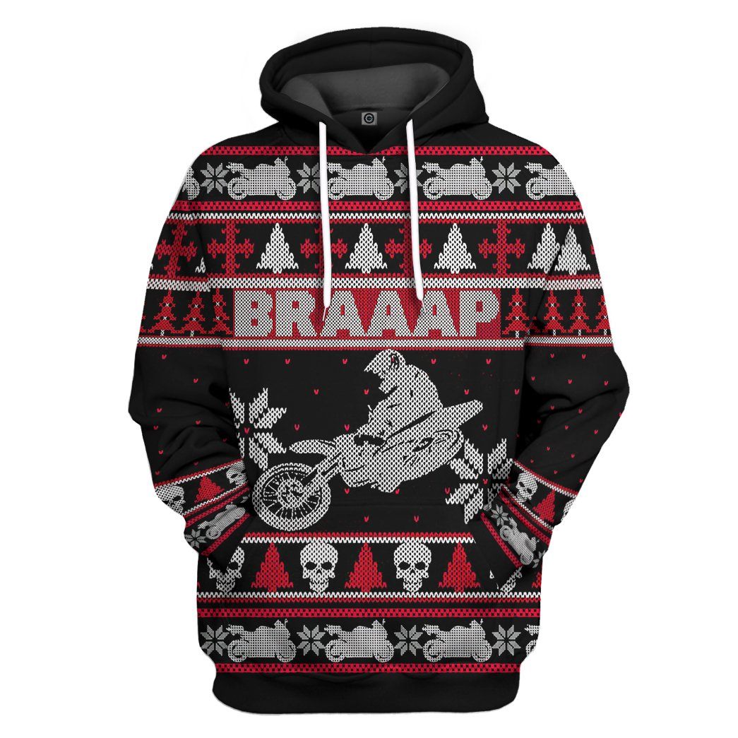 Braaap Dirt Bike Ugly Christmas Sweater Tshirt Hoodie Apparel