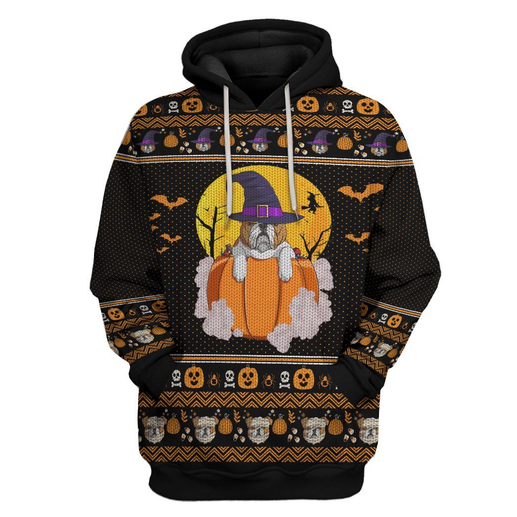 Bulldog Halloween Ugly Sweater Custom Hoodie Apparel