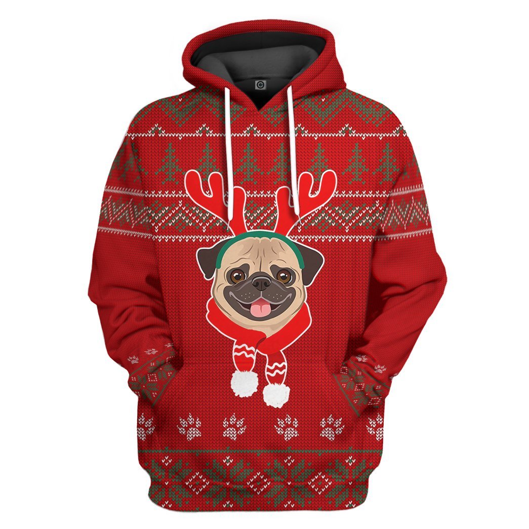 Christmas Pug Dog Ugly Sweater Custom Hoodie Apparel