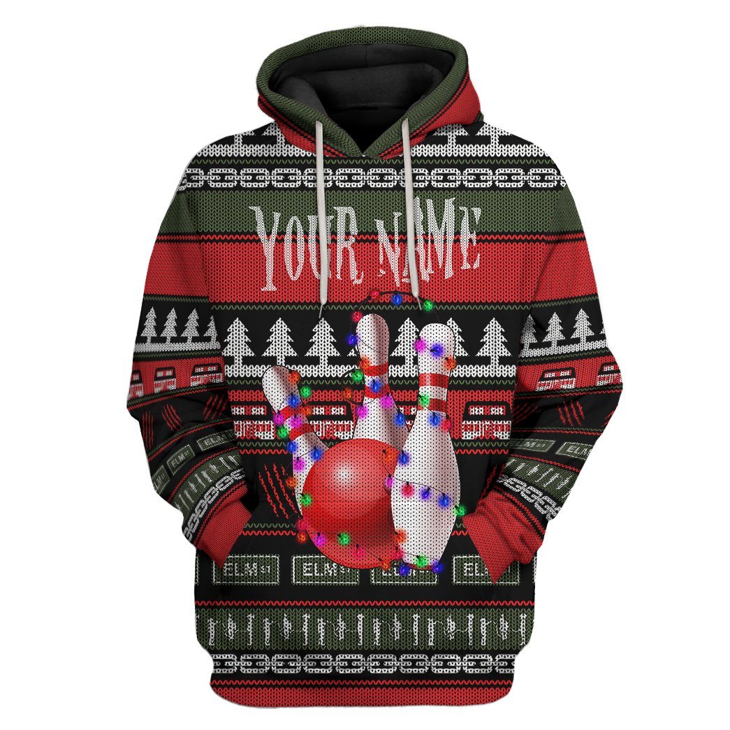 Custom Bowling Ugly Christmas Tshirt Hoodie Apparel