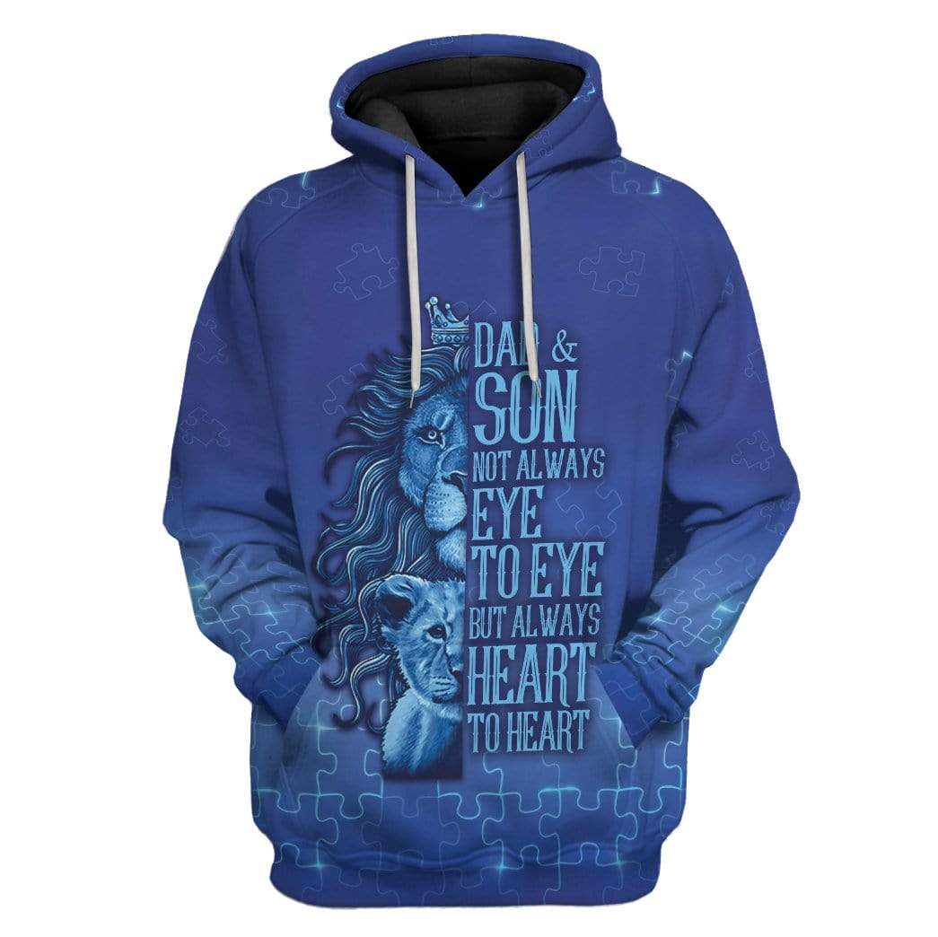 Dad And Son Blue Autism Puzzle Custom Hoodies Apparel