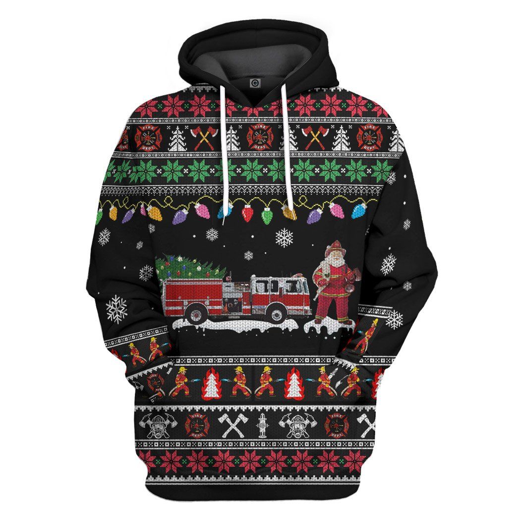 Firefighter Santa Ugly Custom Hoodie Apparel