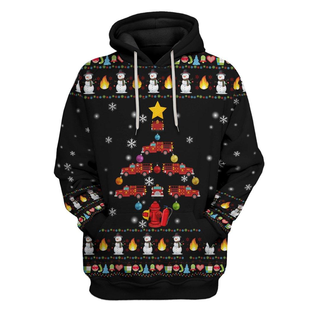 Firefighter Truck Tree Ugly Christmas Sweater Custom Hoodie Apparel