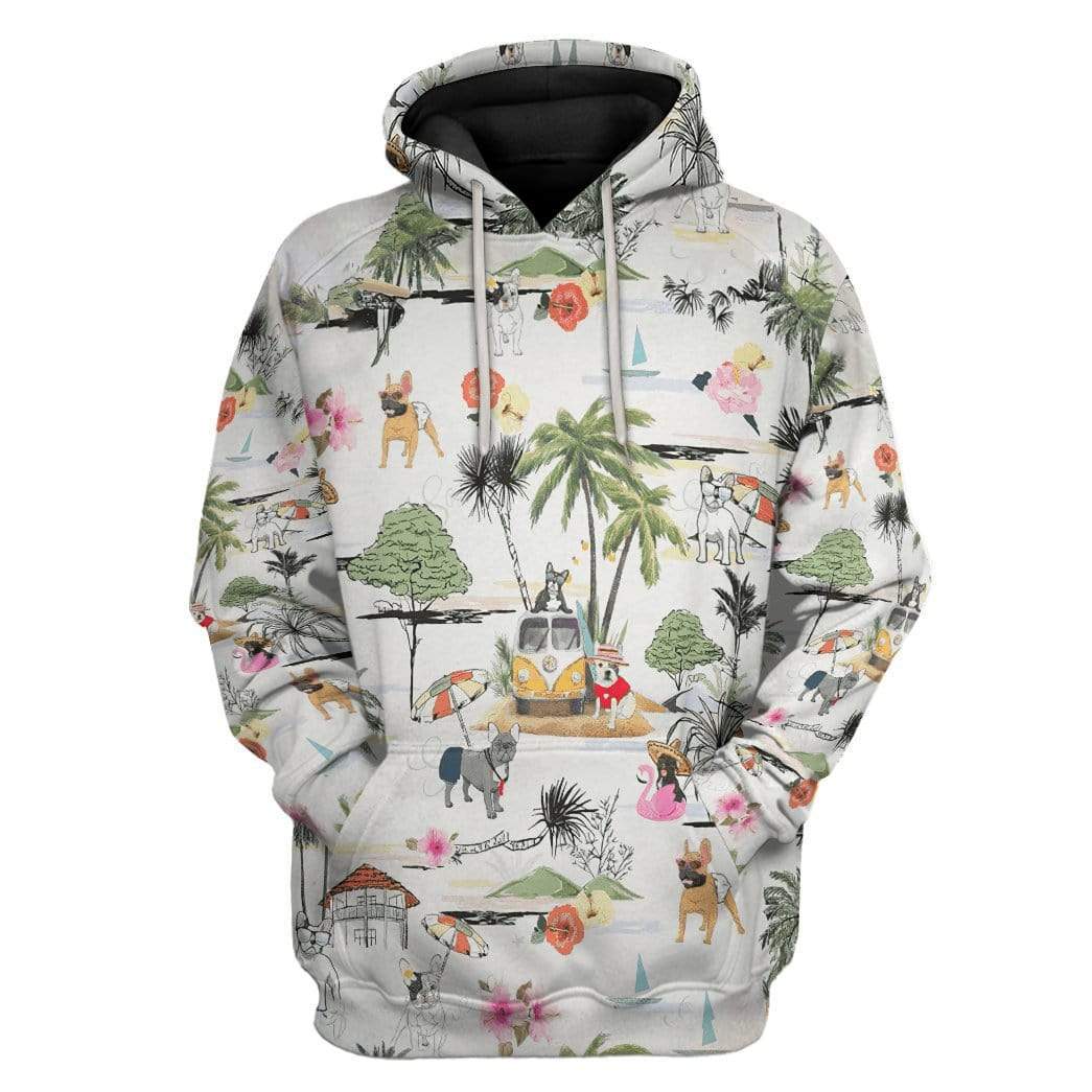 French Bulldog Hawaii Beach Retro Custom Hoodie Apparel