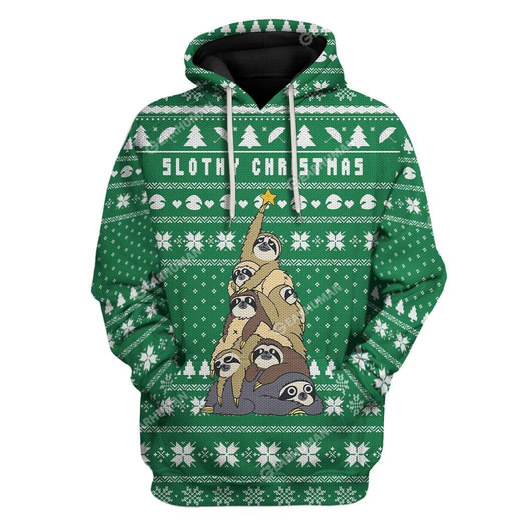 Full-Print Ugly Slothy Christmas Apparel