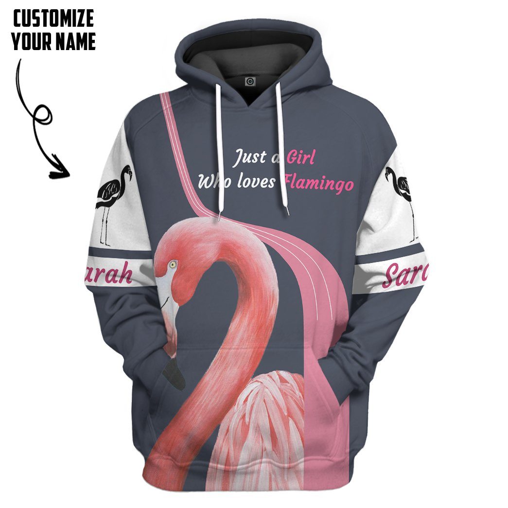 Girl Loves Flamingo Custom Name Tshirt Hoodie Apparel