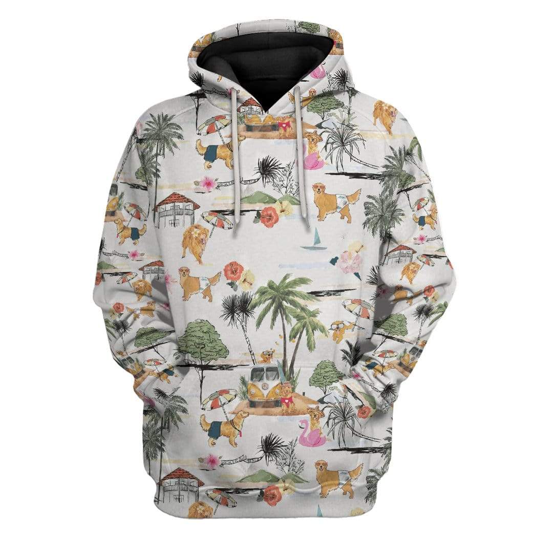 Golden Retriever Hawaii Beach Retro Custom Hoodie Apparel