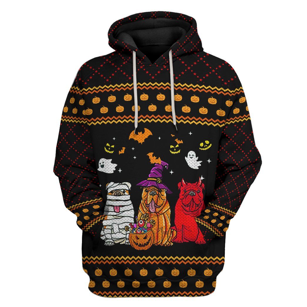 Halloween Bulldog Ugly Sweater Custom Hoodie Apparel