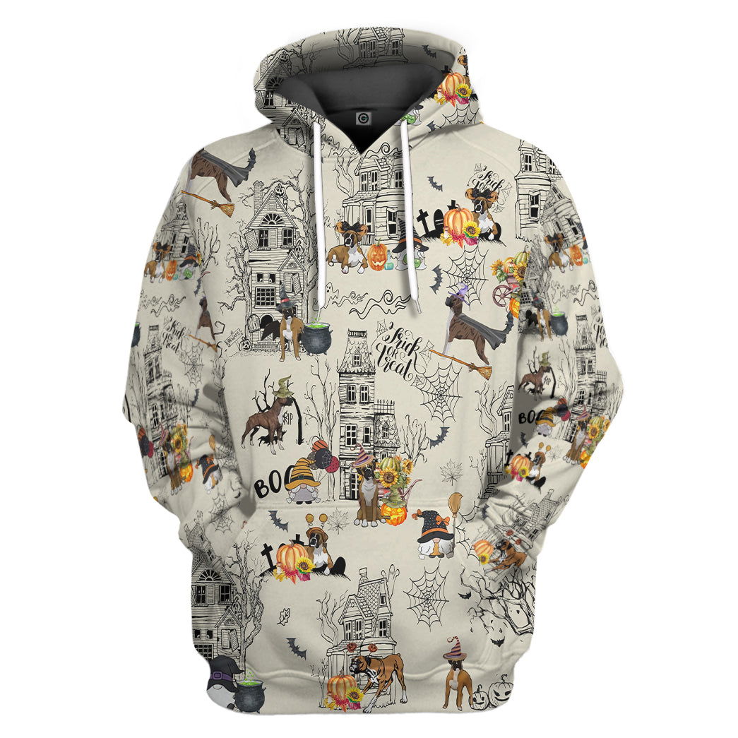 Halloween Town With Boxer All Over Print T-Shirt Hoodie Fan Gifts Idea