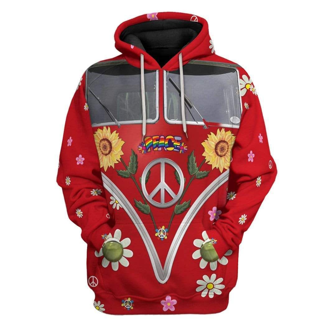 Hippie Sunflower Peace Vw BusGolden Retriever Custom Hoodie Apparel