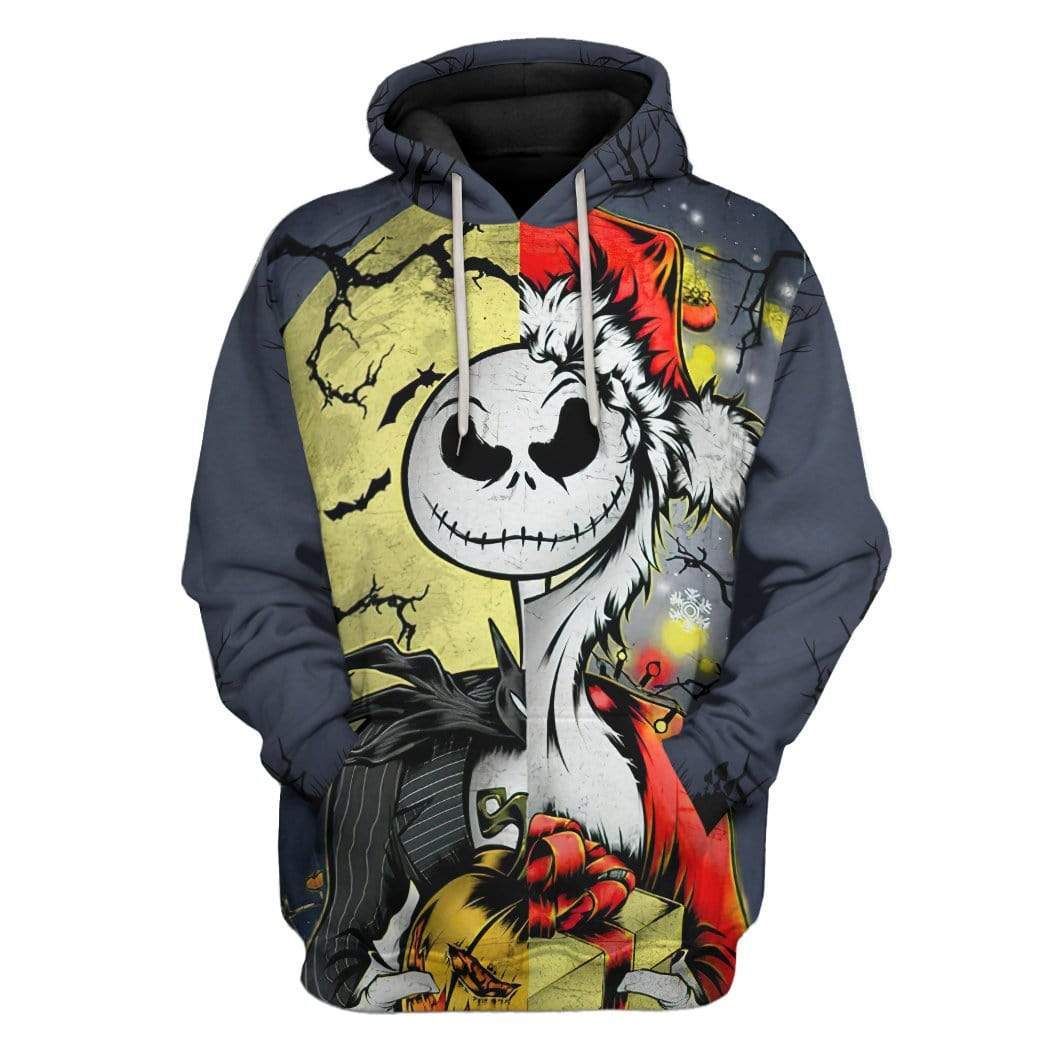 Jack Skellington Halloween And Grinch Christmas Custom Hoodie Apparel