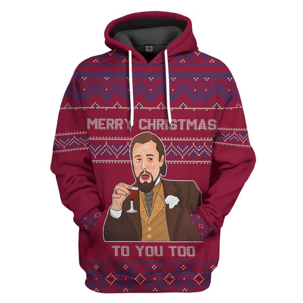 Leonardo Dicaprio Laughing Meme Ugly Sweater Red Custom Hoodie Apparel