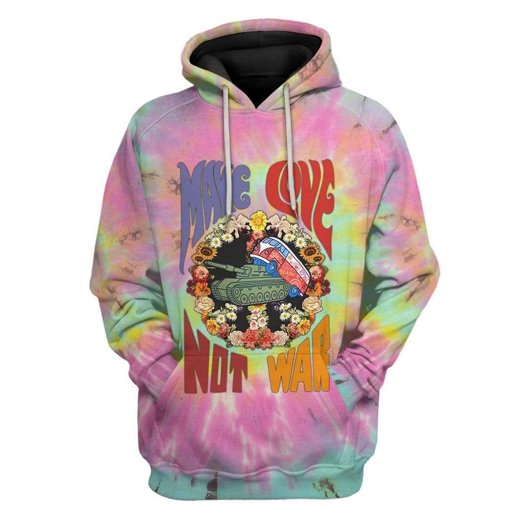 Make Love Not War Tie Dye Custom Hoodie Apparel