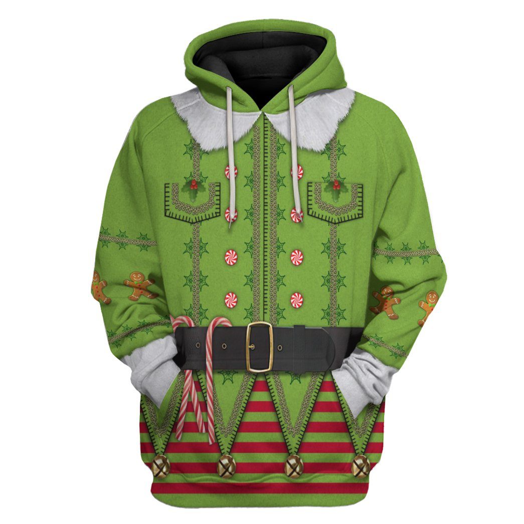 Mens Ugly Christmas Elf All Over Print T-Shirt Hoodie Fan Gifts Idea