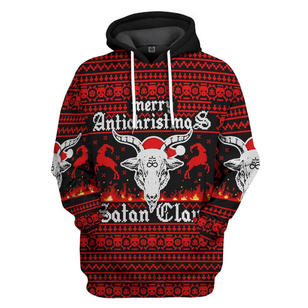 Merry Antichristmas Satan Claus Ugly Xmas Sweater Custom Hoodie Apparel