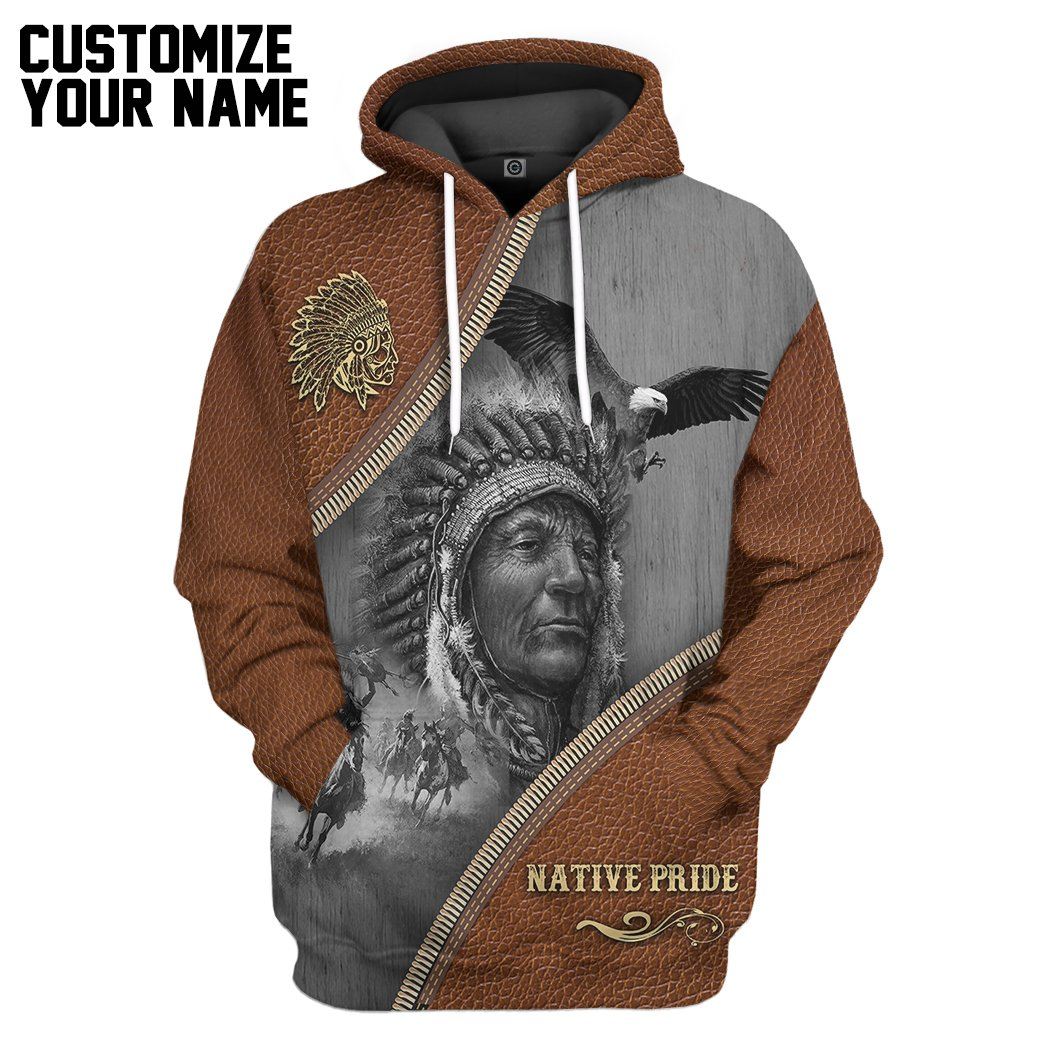 Native Pride Leather Custom Name Tshirt Hoodie Apparel