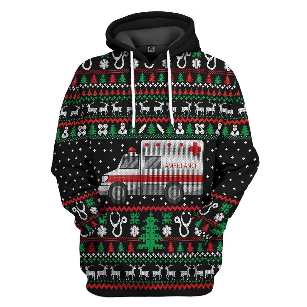 Paramedic Logo Ambulance Ugly Christmas Sweater Custom Hoodie Apparel