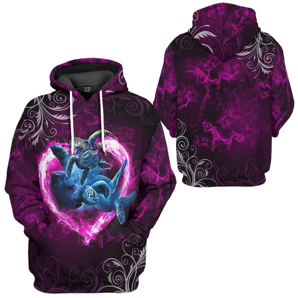 Pink Heart Sea Turtle Tshirt Hoodie Apparel