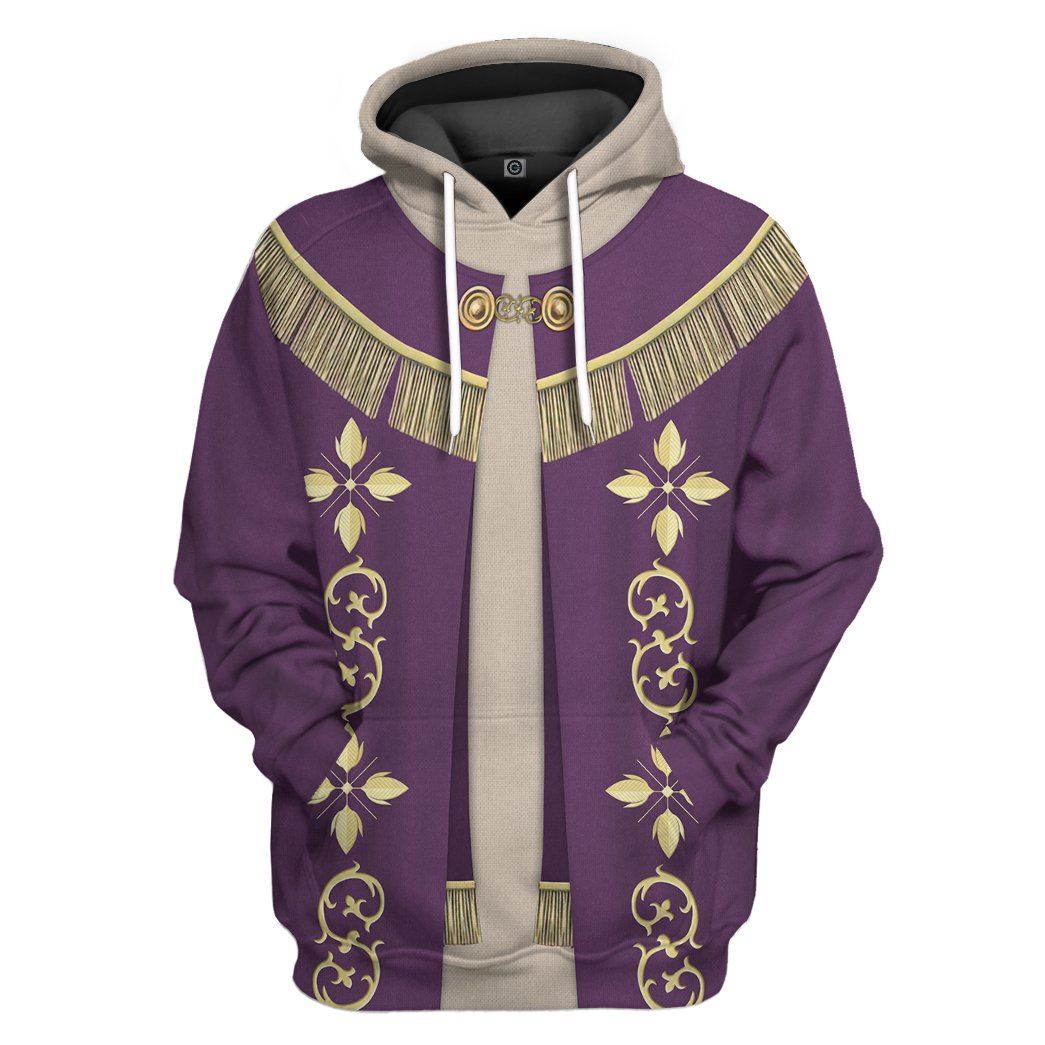 Pope Francis In Purple Liturgical Vestment Custom Hoodie Apparel