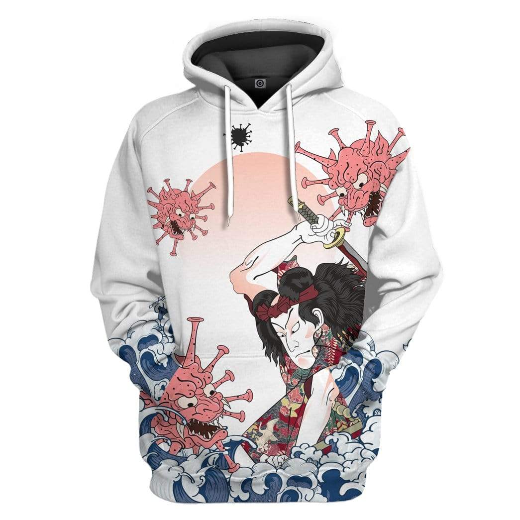 Samurai Fighting Virus Custom Hoodie Apparel