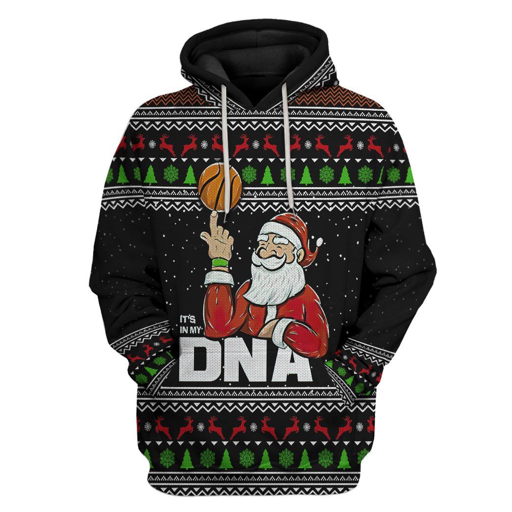 Santa Claus 25 Basketball Christmas Ugly Sweater All Over Print T-Shirt Hoodie Fan Gifts Idea