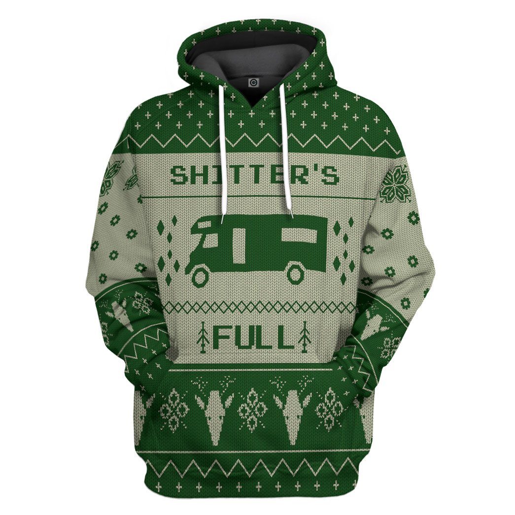 Shitters Full Ugly Christmas Sweater Green Custom Hoodie Apparel