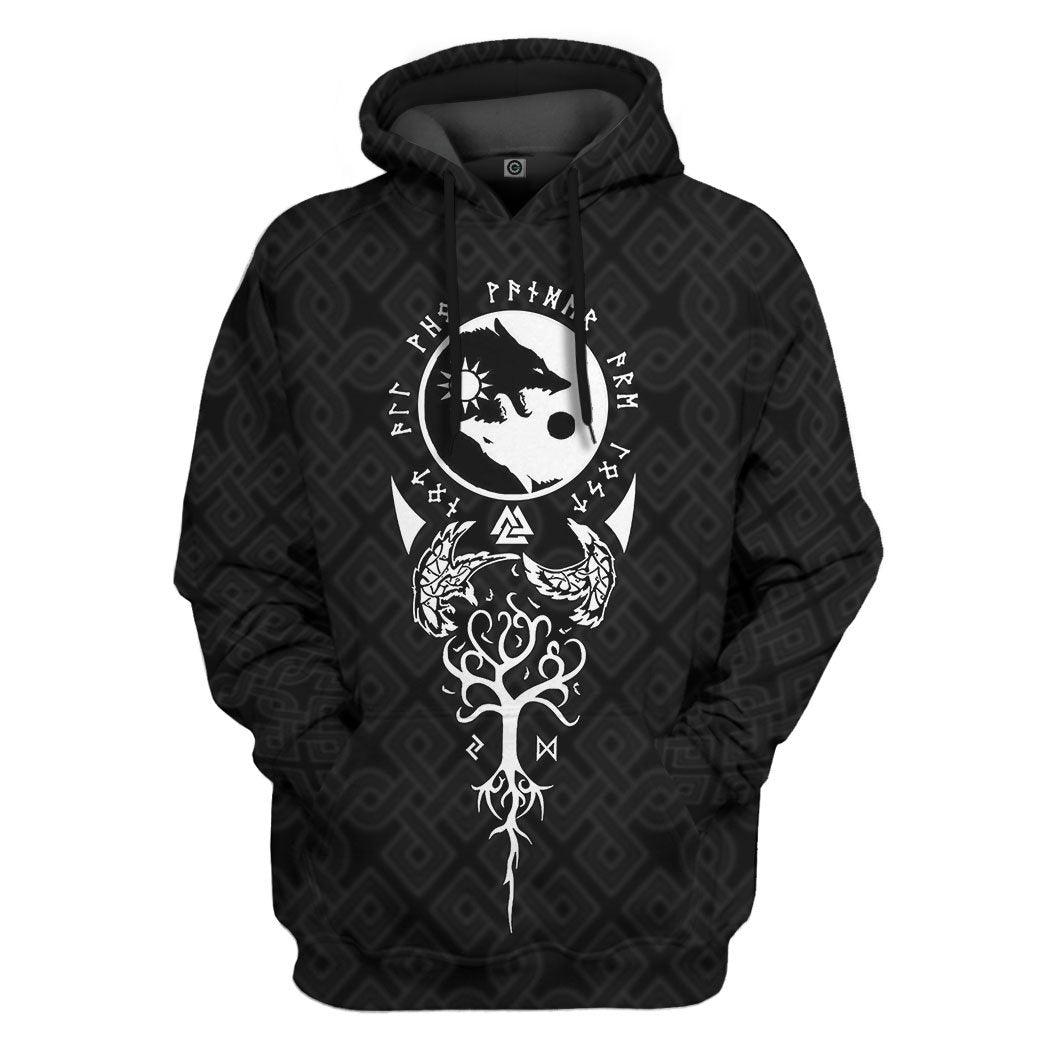 Skoll And Hati Norse Mythology Symbol Art All Over Print T-Shirt Hoodie Fan Gifts Idea