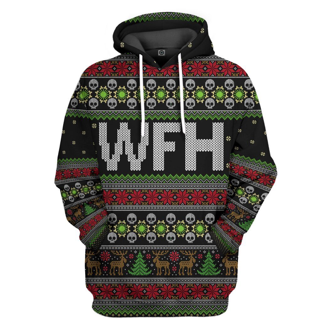 WFH Work From Home Ugly Christmas Sweater All Over Print T-Shirt Hoodie Fan Gifts Idea