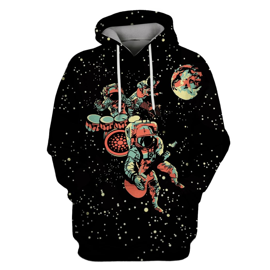 Astronaut Playing Musical Instruments OuterSpace Custom T-shirt – Hoodies Apparel