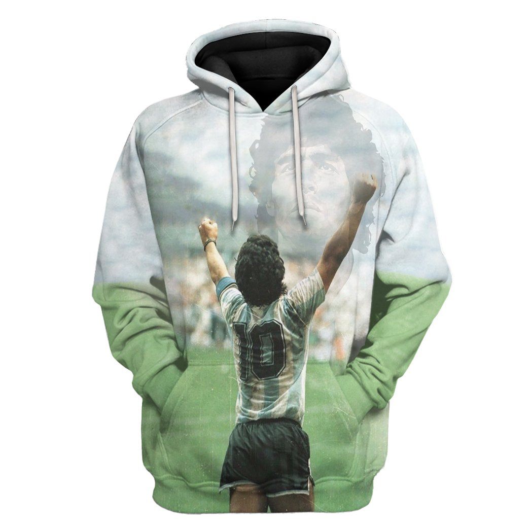 Bearbubble Maradona Tribute All Over Print T-Shirt Hoodie Fan Gifts Idea