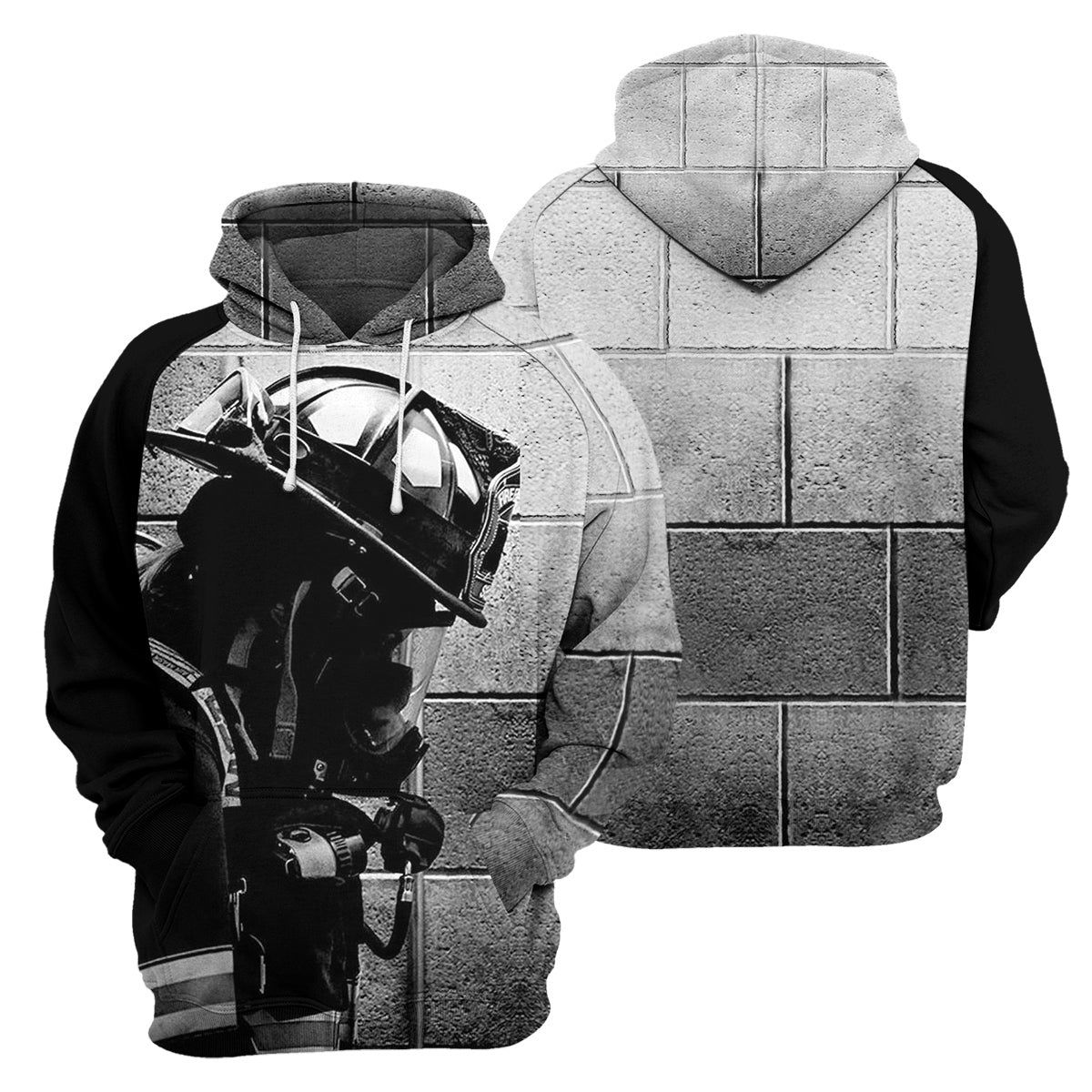 Black And White Firefighter Unique All Over Print T-Shirt Hoodie Gift Ideas