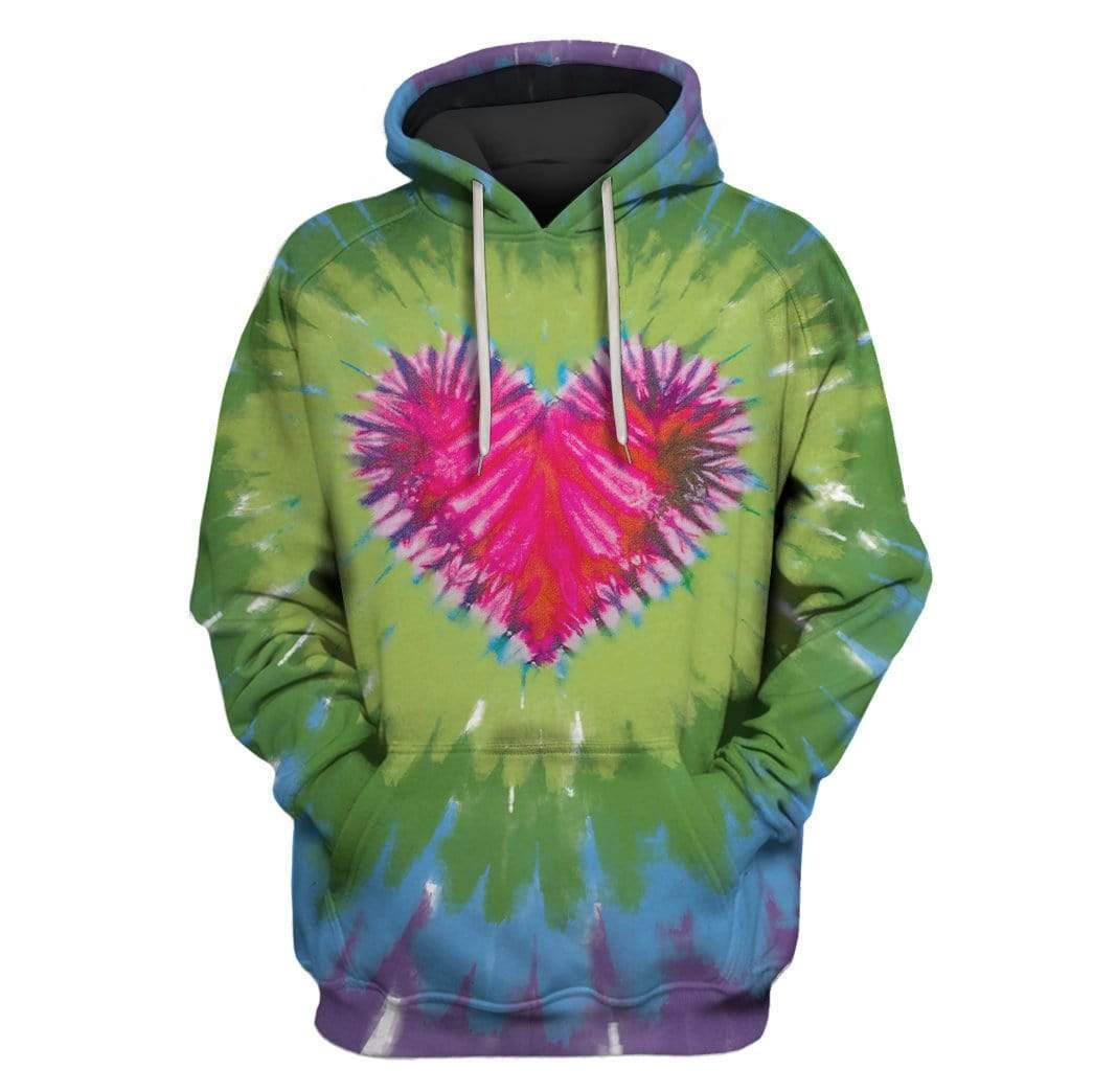 Colorful heart in Tie dye background Custom T-shirt – Hoodies Apparel