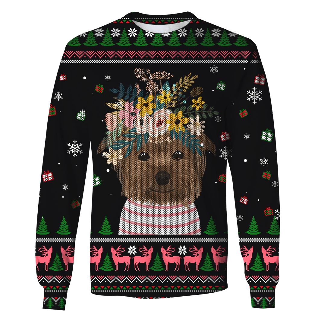 Dog with flowers Custom T-shirt – Hoodies Apparel