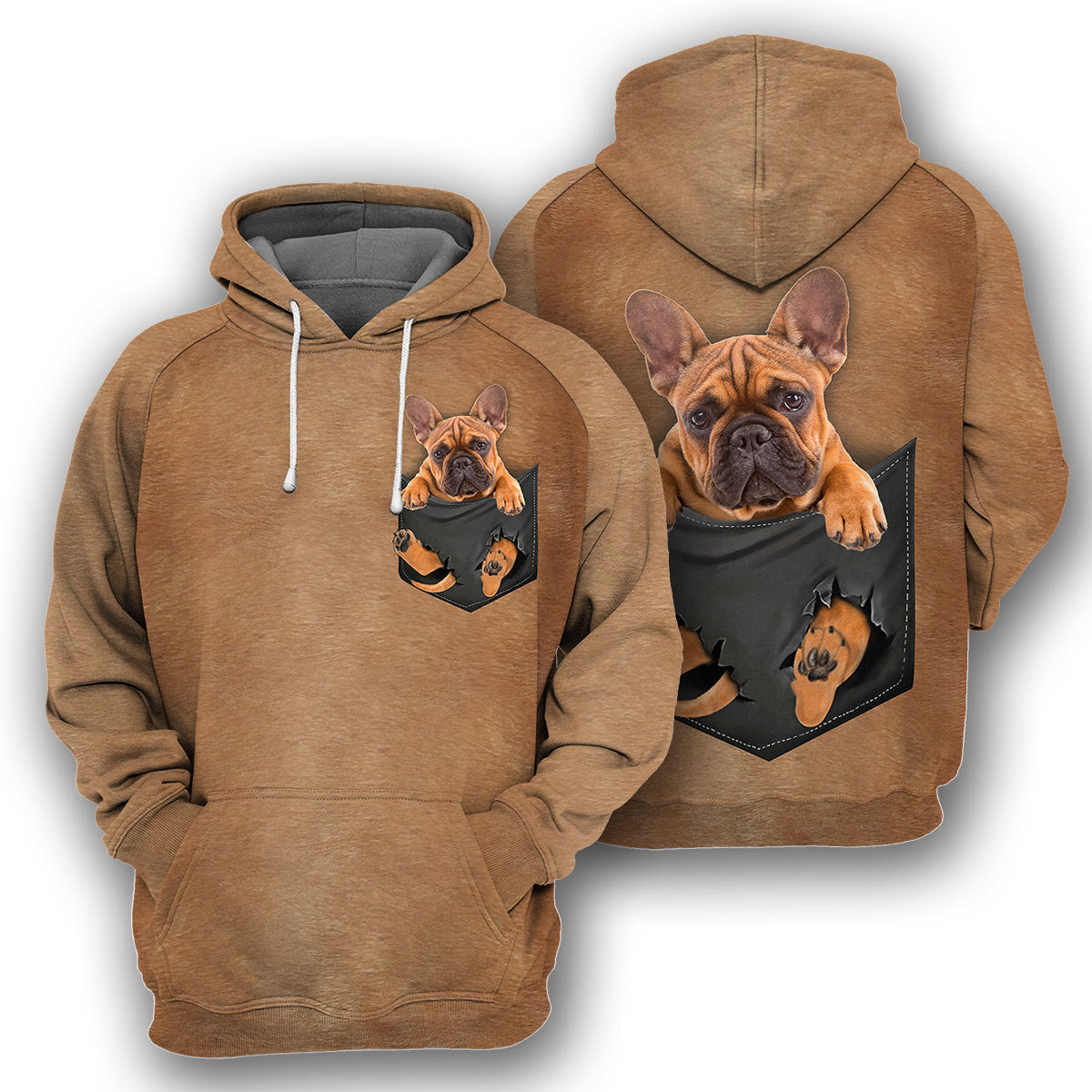 French Bulldog Pocket Unique All Over Print T-Shirt Hoodie Gift Ideas