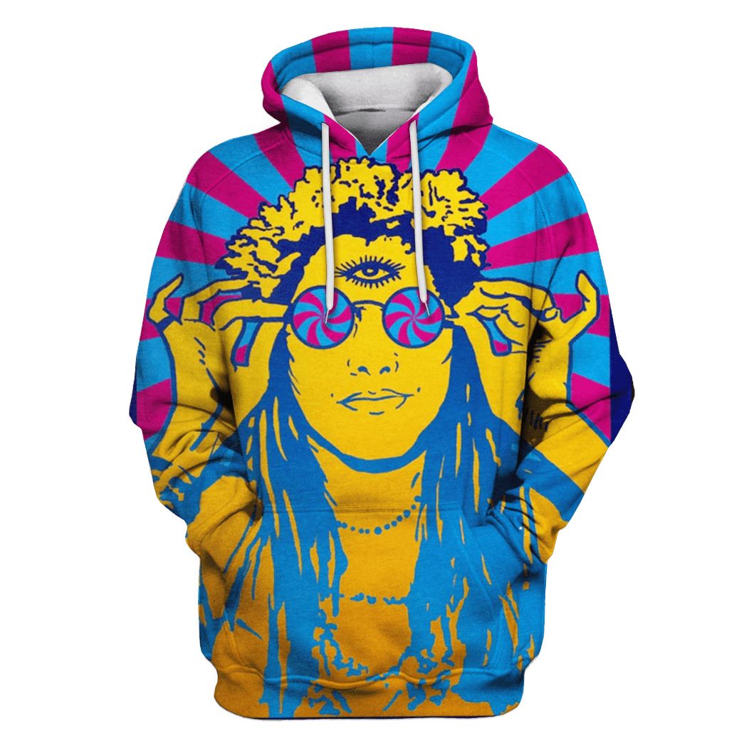 Hippie Girl wearing sunglasses Custom T-shirt – Hoodies Apparel