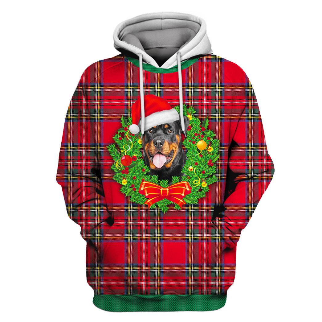 Rottweiler On Christmas Custom T-shirt – Hoodies Apparel