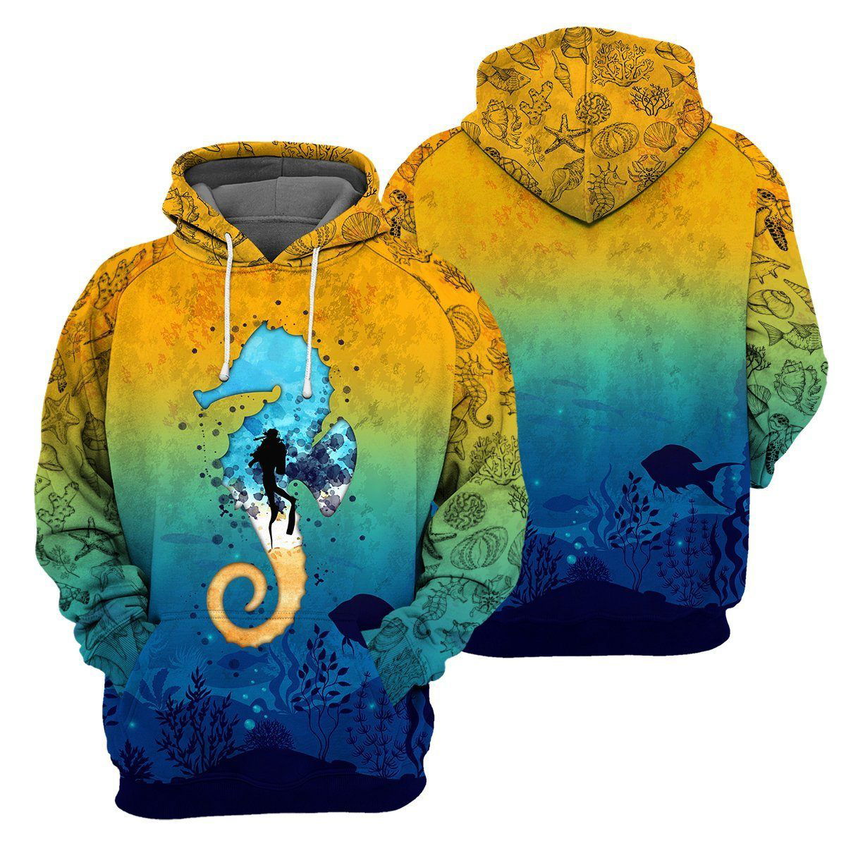 Scuba Diving Sea Horse Unique All Over Print T-Shirt Hoodie Gift Ideas