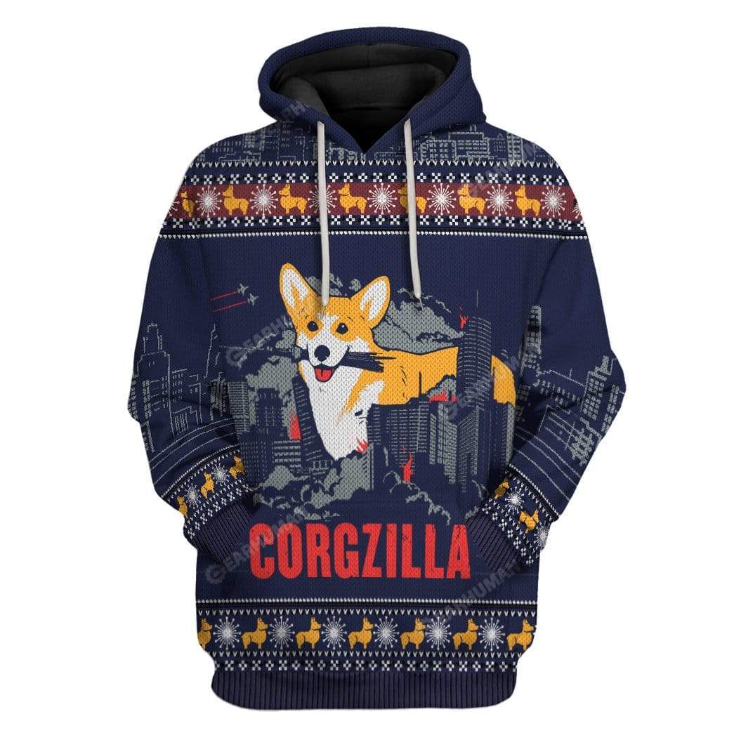 Ugly Corgzilla Christmas Custom T-Shirts Hoodies Apparel