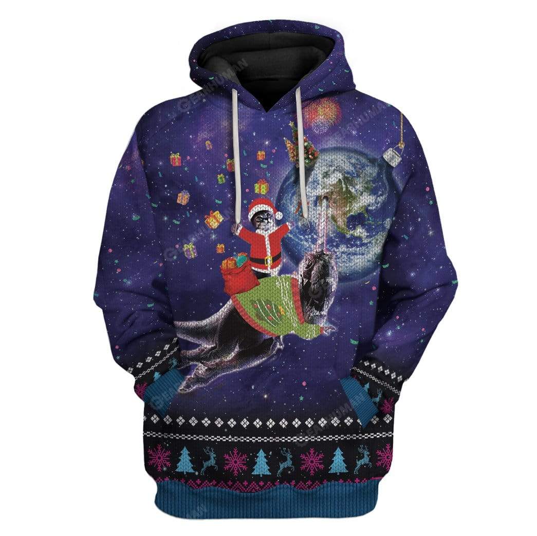 Ugly Galaxy Christmas Cat On Dinosaur Unicorn In Space Custom T-Shirts Hoodies Apparel