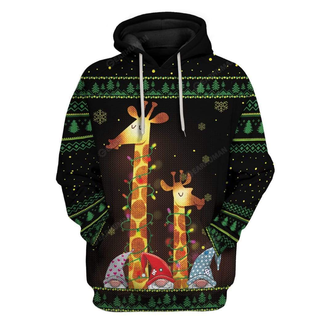 Ugly Giraffe and Gnome Christmas Custom T-Shirts Hoodies Apparel