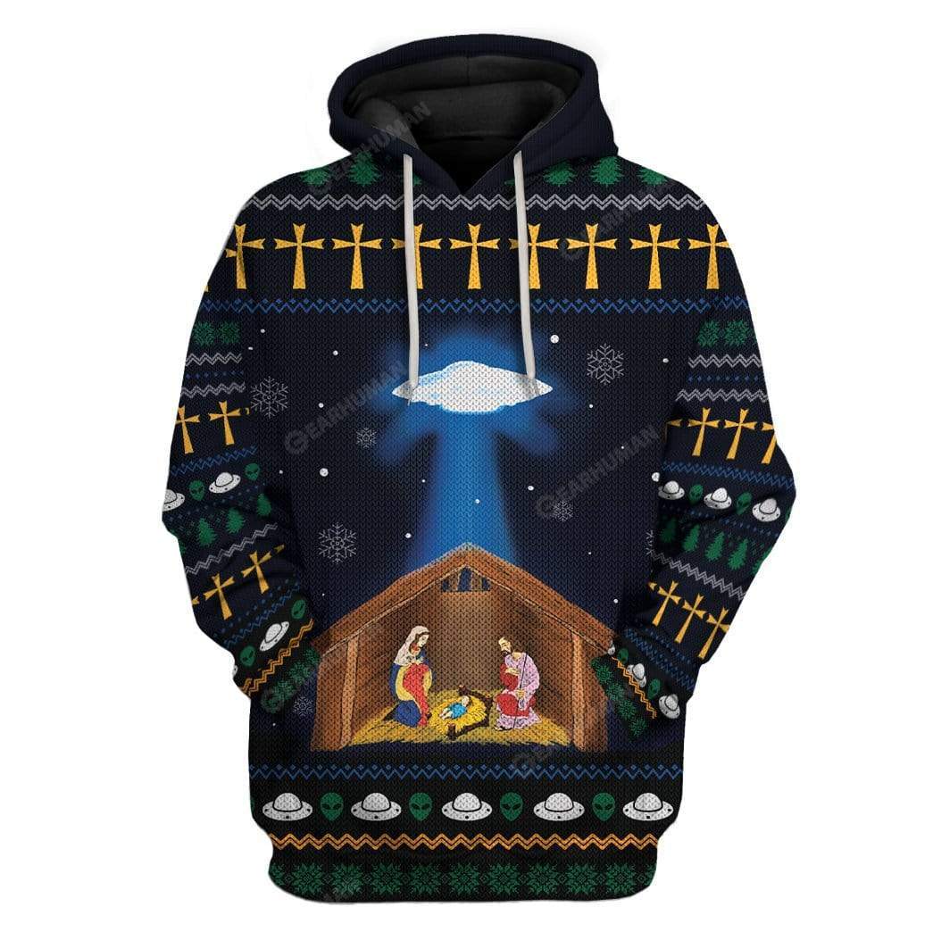 Ugly Jesus Nativity With UFO Star Custom T-shirt – Hoodies Apparel