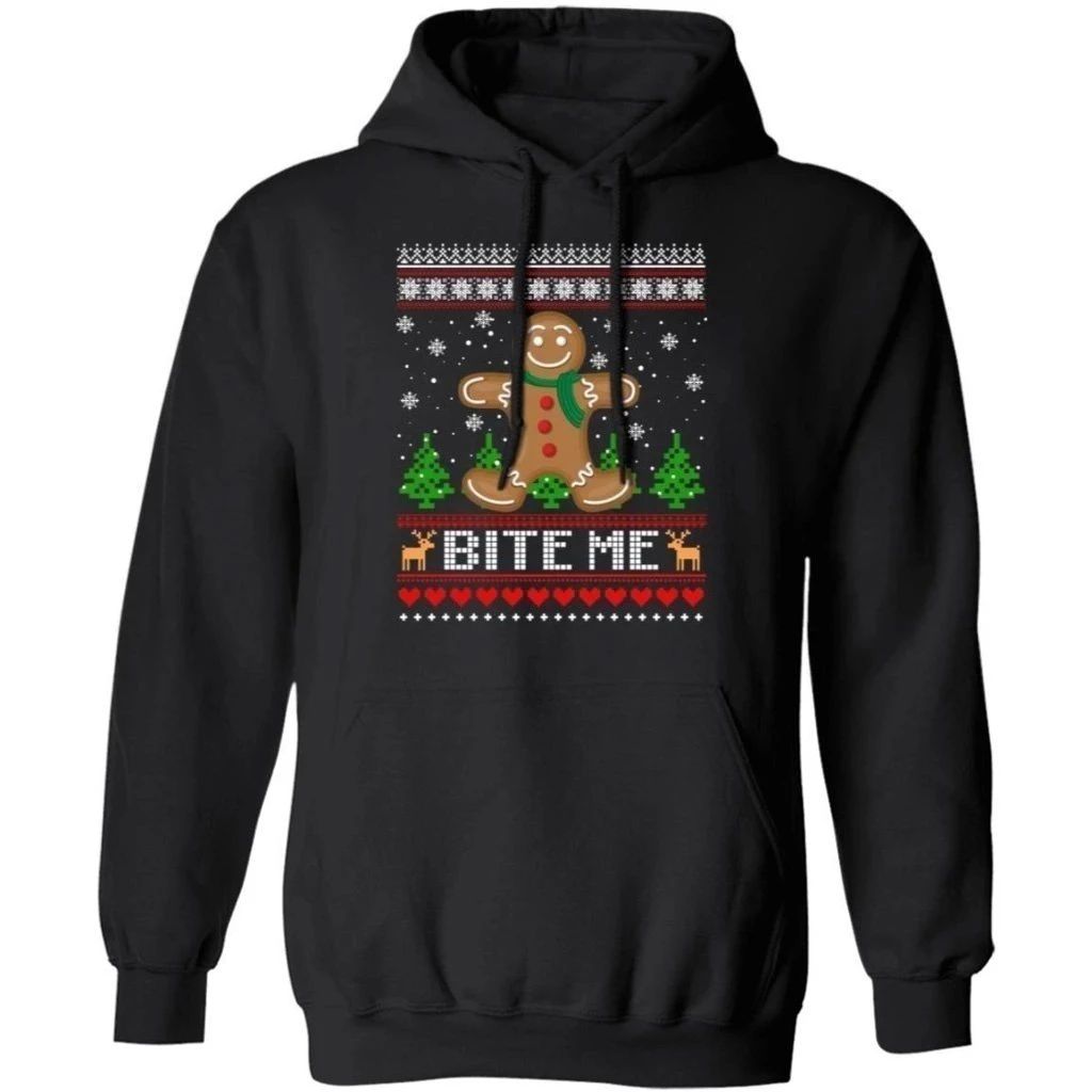 Bite me Hoodie Gingerbread Man Hoodie Christmas Hoodie Xmas Hoodie