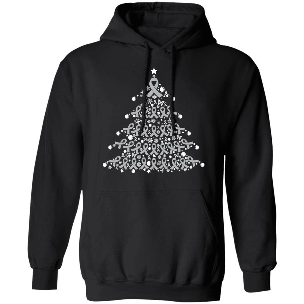 Christmas Hoodie Brain Cancer Awareness Xmas Tree Hoodie