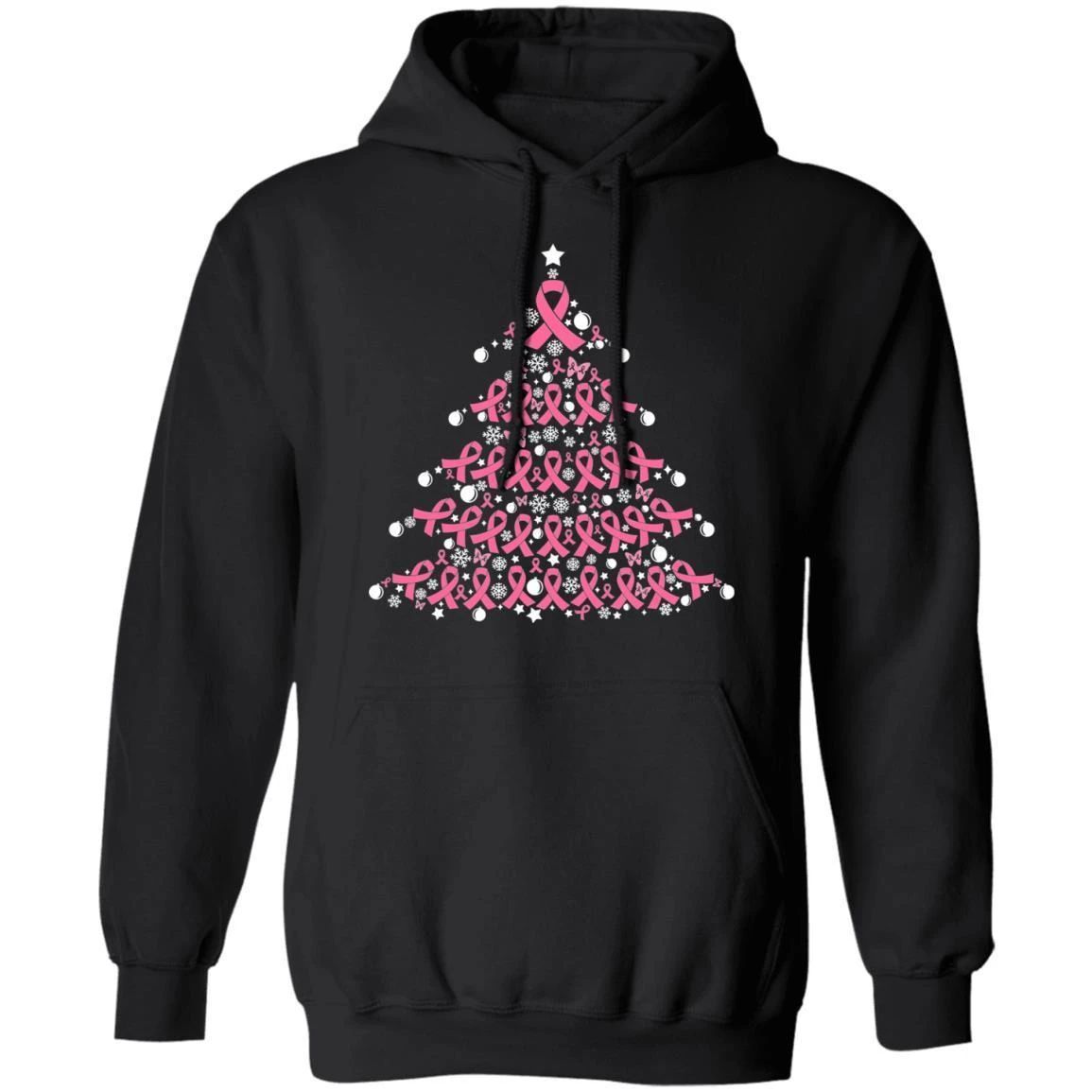 Christmas Hoodie Breast Cancer Awareness Xmas Tree Hoodie